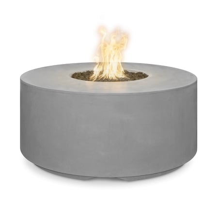 The Outdoor Plus 46 Round Florence Fire Pit, GFRC Concrete, Natural Gray, Spark Ignition with Flame Sense, Natural Gas OPT-FL4620FSEN-NGY-NG